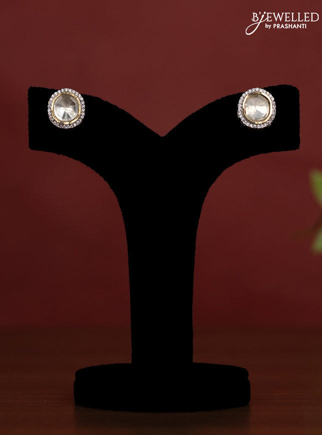 Jaipur crystal dark blue and cz stone necklace with earrings