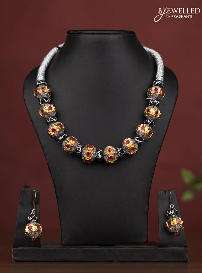 Jaipur crystal kemp and cz stone necklace with earrings