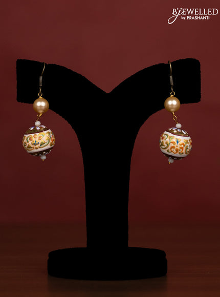 Jaipur crystal white and pink half and half beaded necklace with earrings