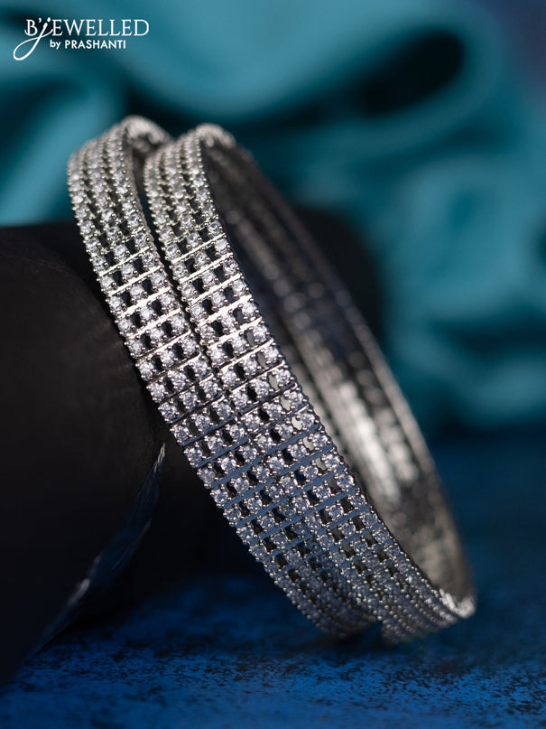 Zircon Bangle with cz stone in white finish