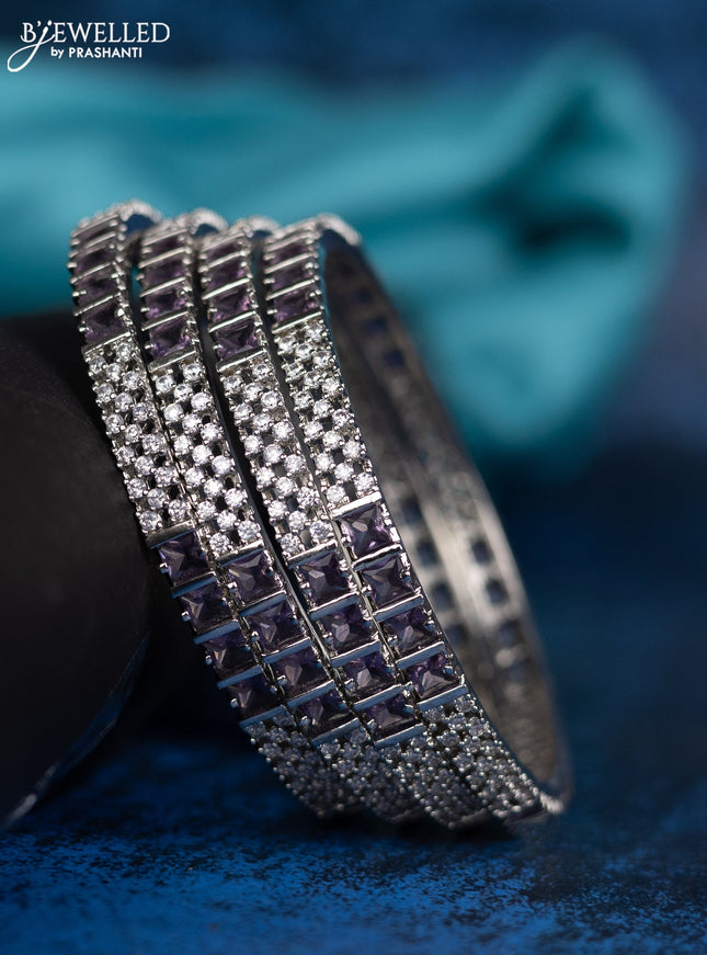 Zircon Bangle with lavender and cz stone in white finish