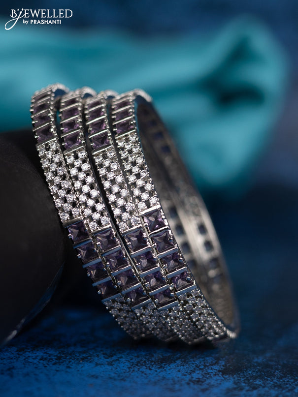 Zircon Bangle with lavender and cz stone in white finish