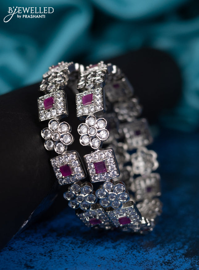 Zircon Bangle floral design with ruby and cz stone