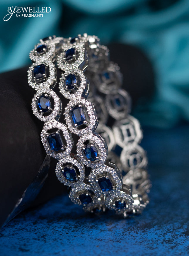 Zircon Bangle with blue and cz stone in white finish