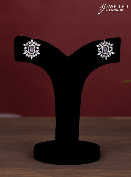 Beaded baby pink necklace with cz stones in victorian finish