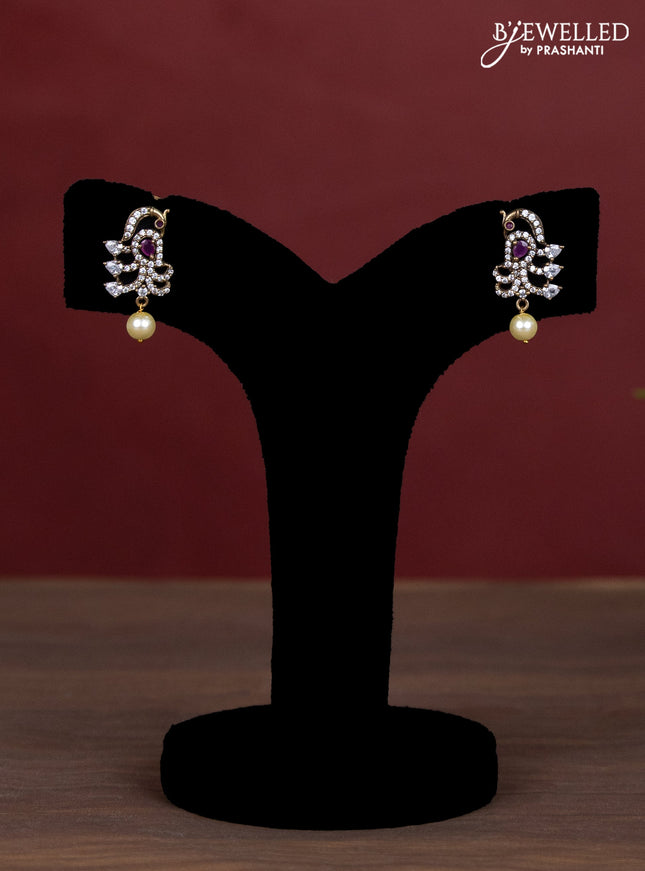 Beaded multilayer necklace with peacock side pendant in victorian finish