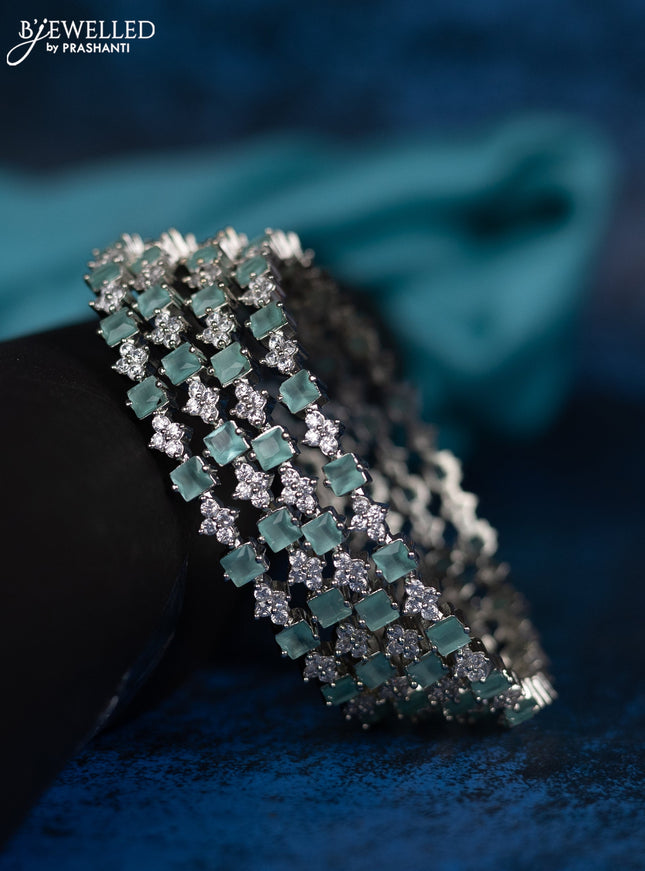 Zircon bangle with mint green and cz stones
