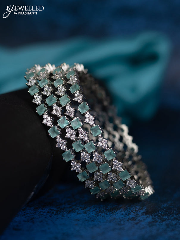 Zircon bangle with mint green and cz stones