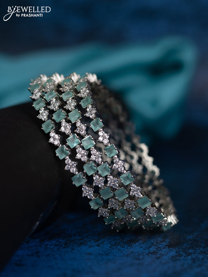 Zircon bangle with mint green and cz stones