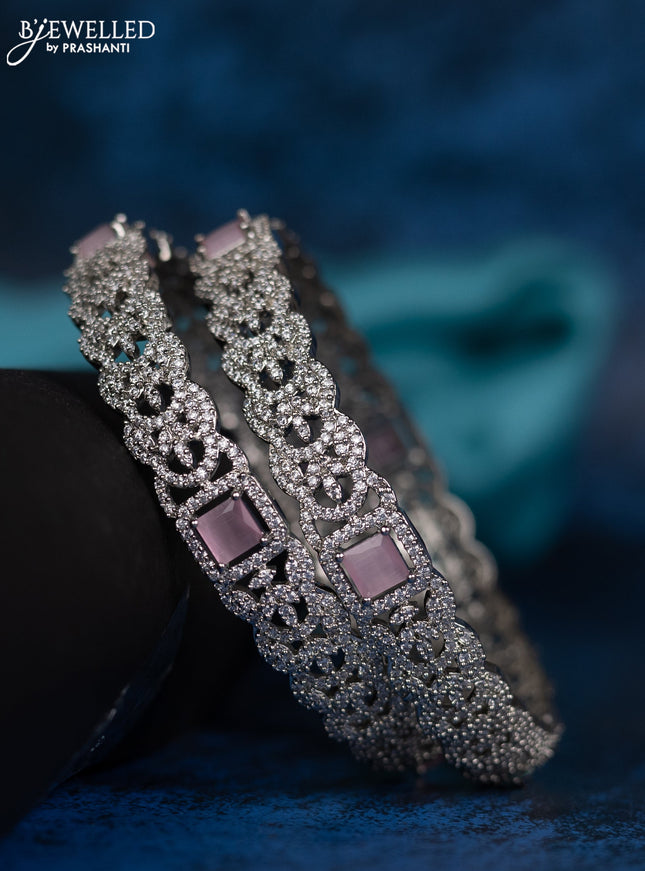Zircon bangle with pink and cz stones