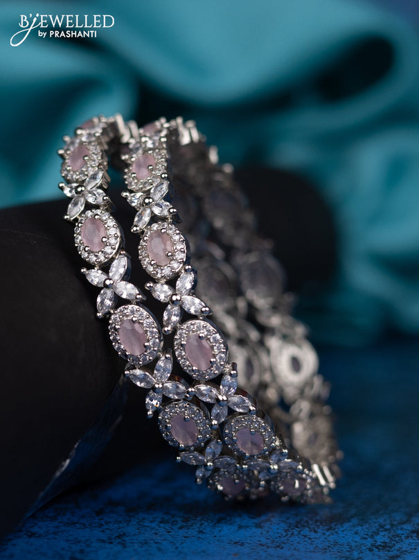 Zircon bangle with pink and cz stones