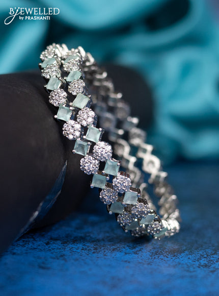 Zircon bangle with mint green and cz stones