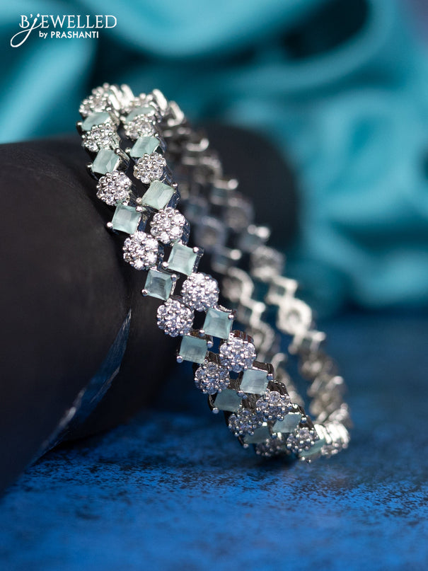 Zircon bangle with mint green and cz stones