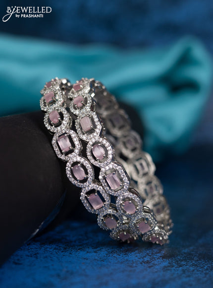 Zircon bangle with baby pink stones