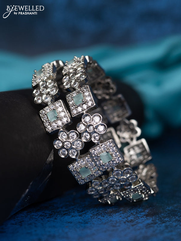 Zircon bangle floral design with mint green stones