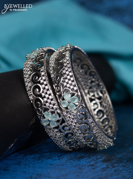 Zircon bangle with mint green and cz stones