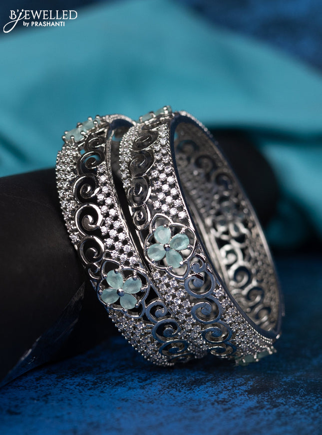 Zircon bangle with mint green and cz stones