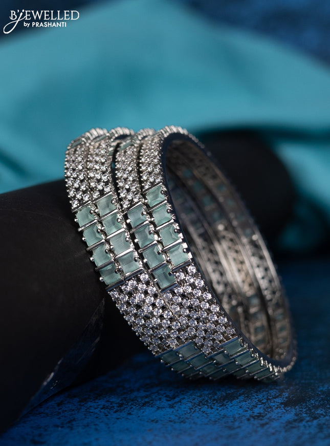 Zircon bangle with mint green and cz stones