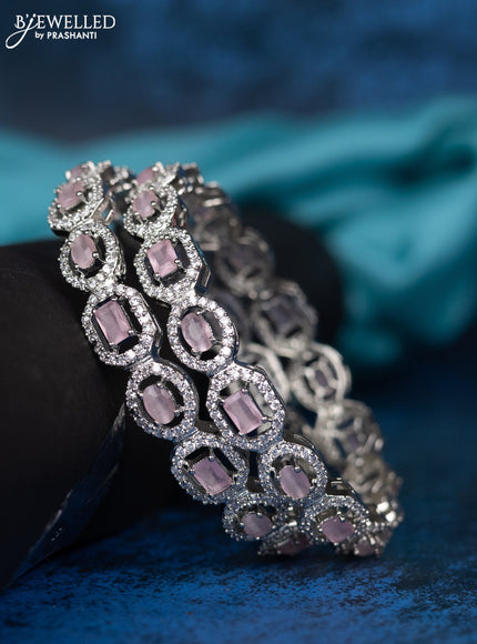Zircon bangle with baby pink and cz stones