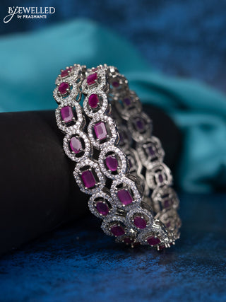 Zircon bangle with ruby and cz stones