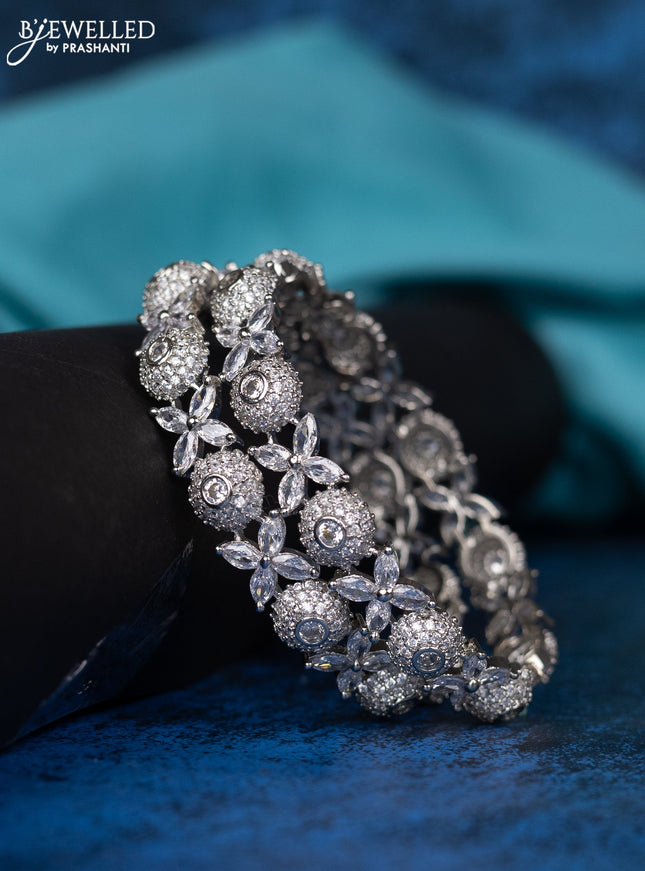 Zircon bangle floral design with cz stones