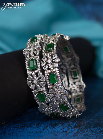 Zircon bangle floral design with emerald and cz stones