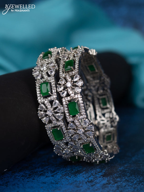 Zircon bangle floral design with emerald and cz stones