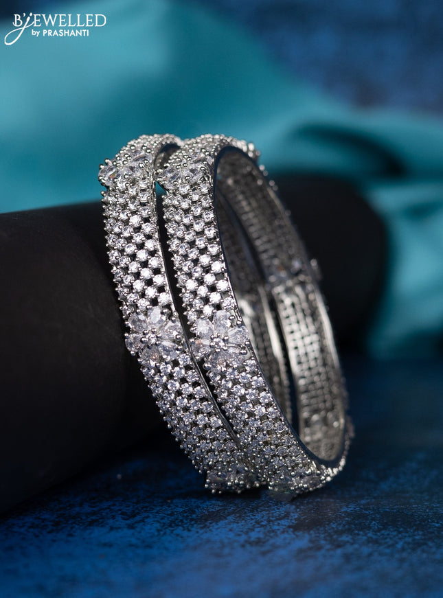 Zircon bangle floral design with cz stones