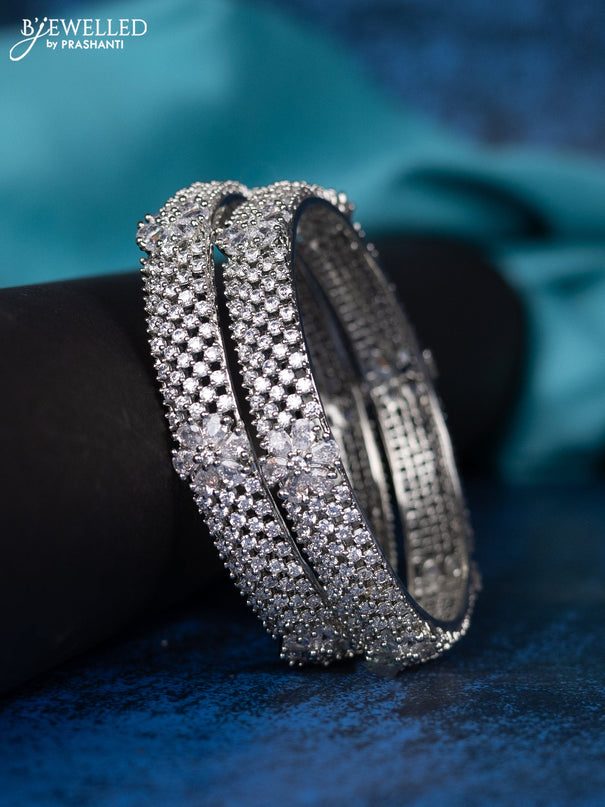 Zircon bangle floral design with cz stones