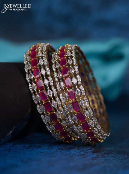 Zircon bangle with ruby and cz stones in gold finish