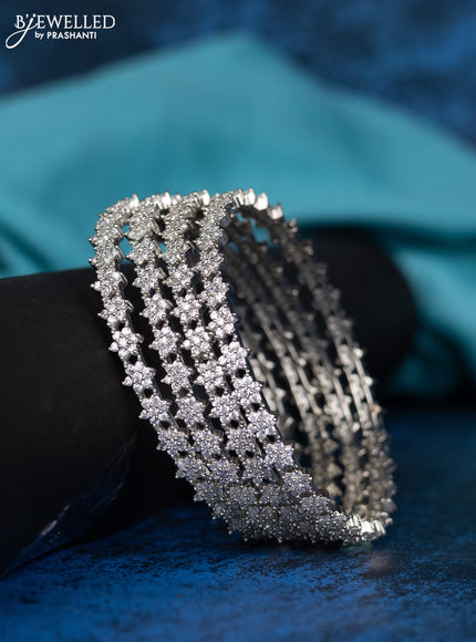 Zircon bangle floral design with cz stones