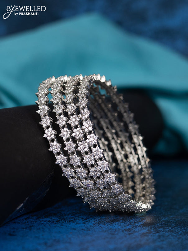 Zircon bangle floral design with cz stones