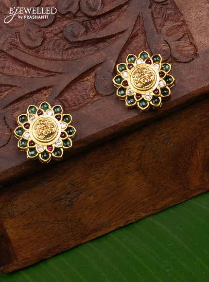 Antique earring lakshmi design with kemp and cz stones