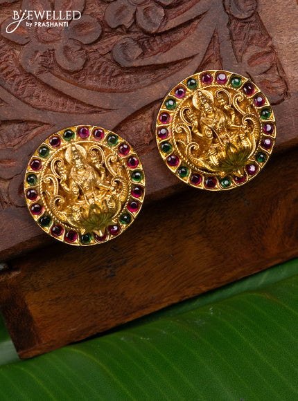 Antique earring lakshmi design with kemp stones