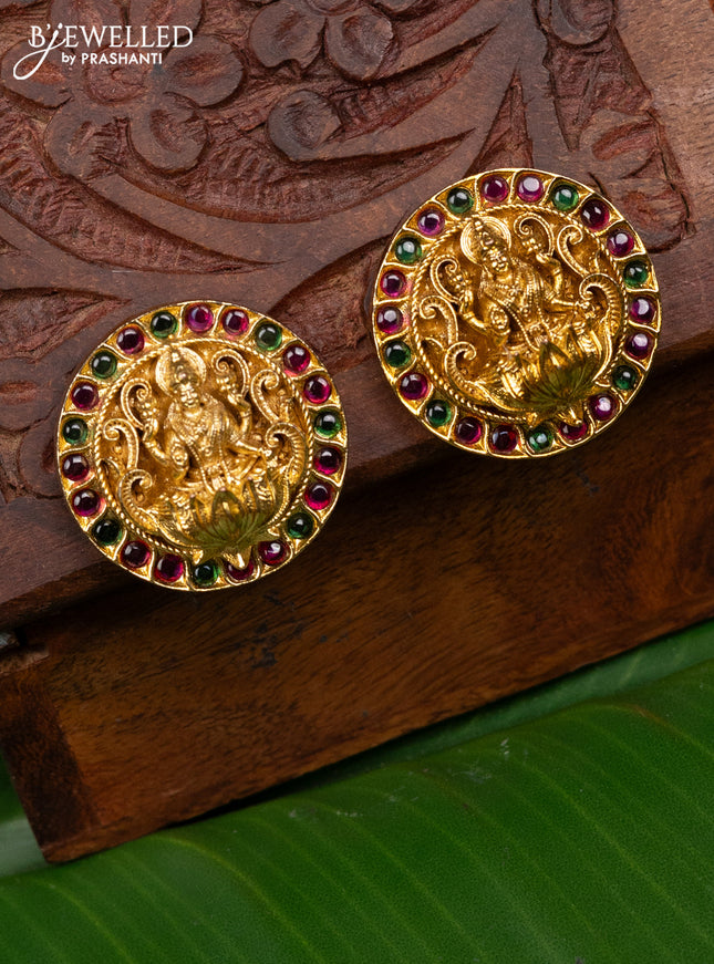 Antique earring lakshmi design with kemp stones