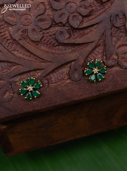 Antique earring floral design with emerald stones