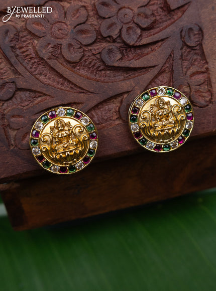 Antique earring lakshmi design with kemp and cz stones