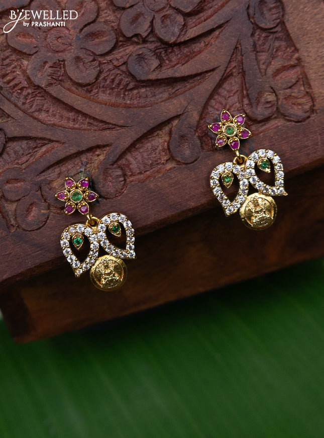 Antique earring lakshmi design with kemp and cz stones