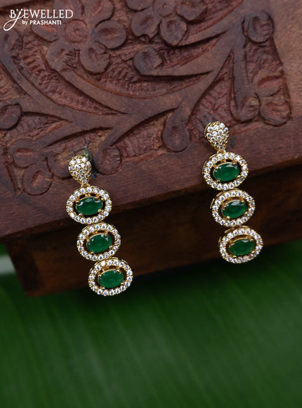 Antique earring with green kemp and cz stones