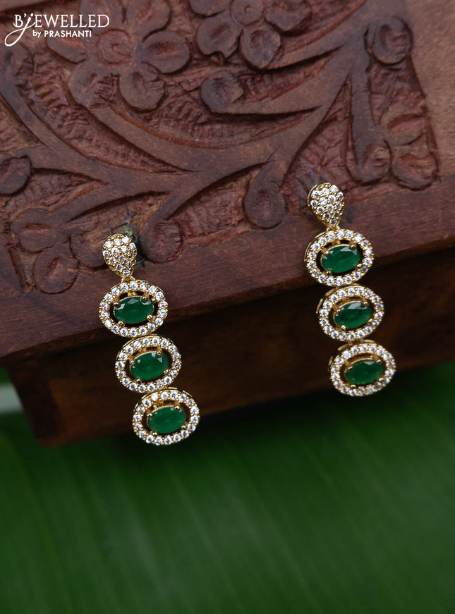 Antique earring with green kemp and cz stones