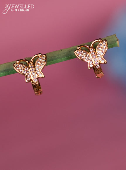 Rose gold earring butterfly design with cz stone
