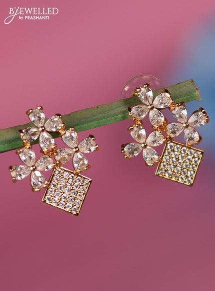 Rose gold earring floral design with cz stone
