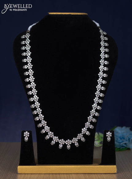 Zircon haaram floral design with cz stones