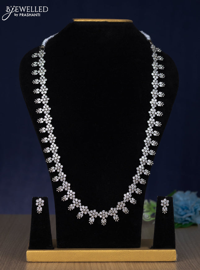 Zircon haaram floral design with cz stones