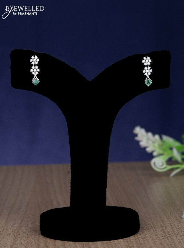 Zircon haaram floral design with emerald and cz stones