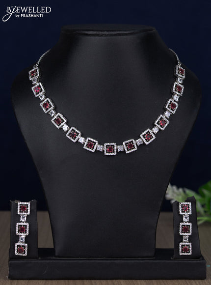 Zircon necklace with ruby and cz stones