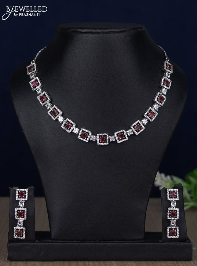 Zircon necklace with ruby and cz stones