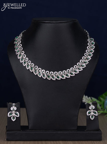 Zircon necklace with emerald and cz stones