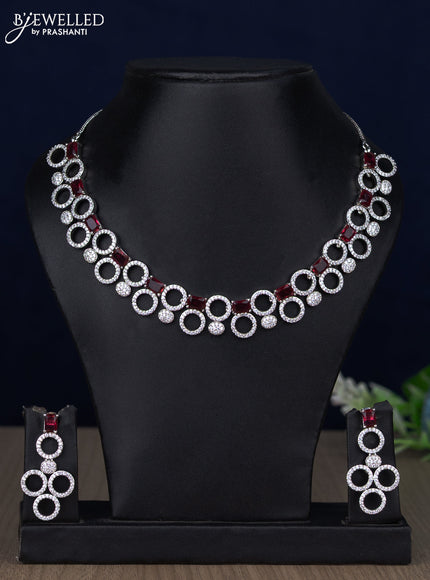 Zircon necklace with ruby and cz stones