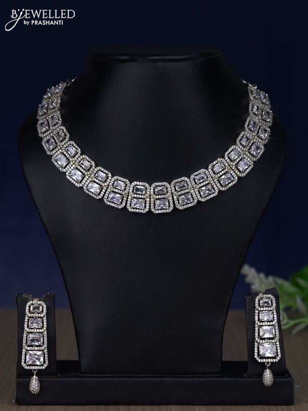 Zircon necklace with cz stones